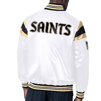 Men's Starter White/Black New Orleans Saints Vintage Satin Full-Snap Varsity Jacket