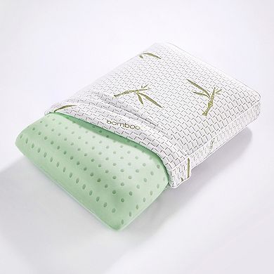 BodiPedic Green Tea Infused Memory Foam Bed Pillow with Rayon from Bamboo Infused Cover