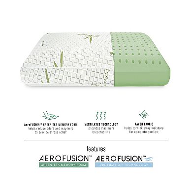 BodiPedic Green Tea Infused Memory Foam Bed Pillow with Rayon from Bamboo Infused Cover