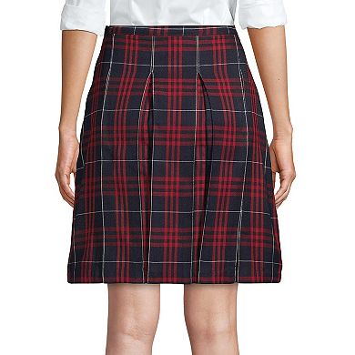 Women's Lands' End School Uniform Plaid Box Pleat Skirt
