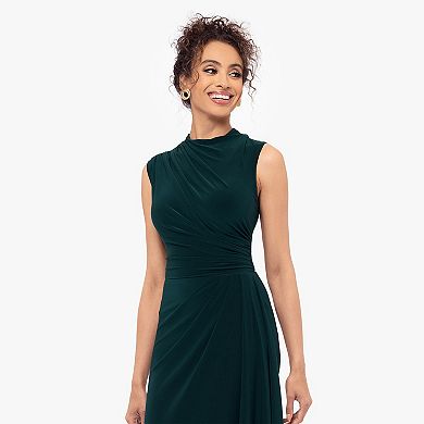 Women's BA Nites Jersey Rouched Sleeveless Evening Dress