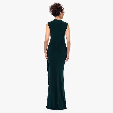 Women's BA Nites Jersey Rouched Sleeveless Evening Dress