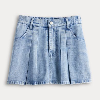 Juniors' Harper & Ivy Denim Pleated Mini Skirt