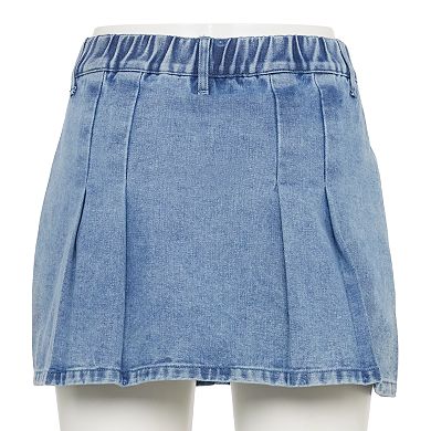 Juniors' Harper & Ivy Denim Pleated Mini Skirt