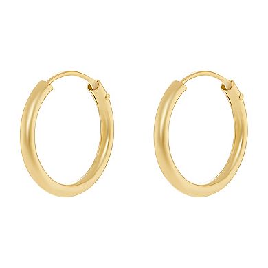 PRIMROSE 14k Gold 13 mm Polished Sleeper Hoop Earrings