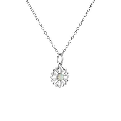 PRIMROSE Sterling Silver Opal Flower Pendant Necklace