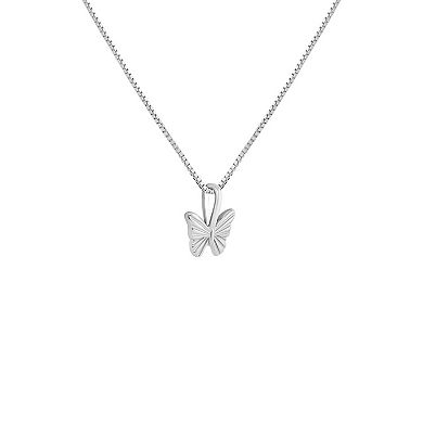 PRIMROSE Sterling Silver Etched Butterfly Pendant Necklace