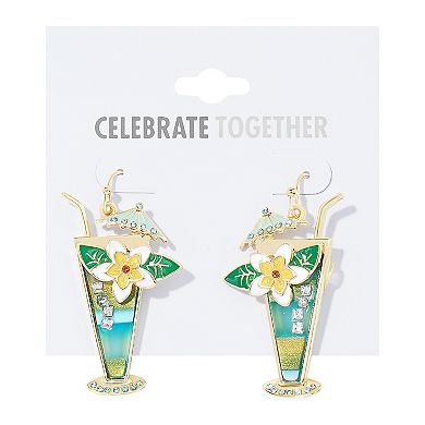 Celebrate Together Gold Tone Tropical Cocktail Statement Earrings