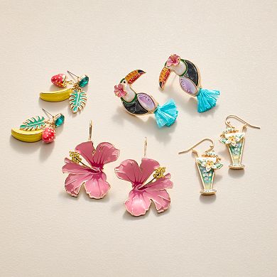 Celebrate Together Gold Tone Tropical Cocktail Statement Earrings