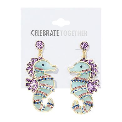 Celebrate Together Gold Tone Seahorse Statement Earrings