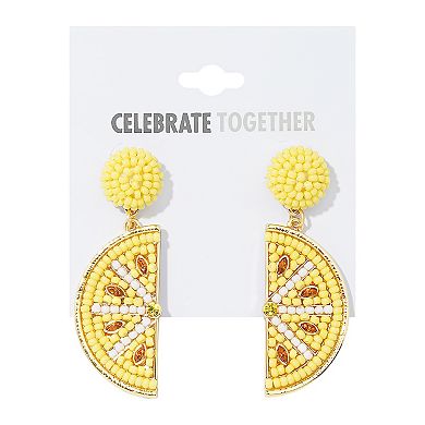 Celebrate Together Gold Tone Seed Bead Lemon Wedge Top Post Earrings