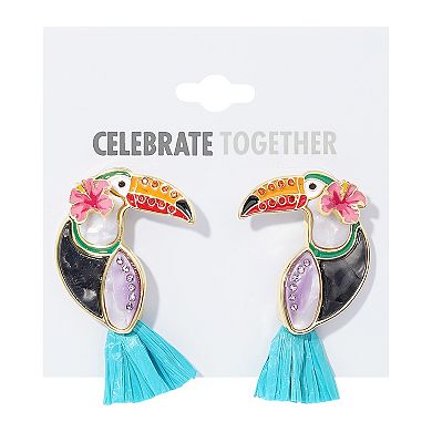 Celebrate Together Gold Tone Tucan Bird Drop Earrings