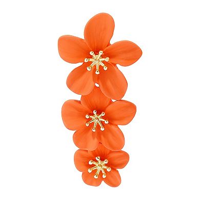 Celebrate Together Gold Tone Orange Triple Flower Clip Earrings