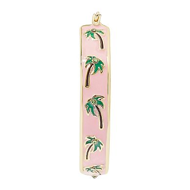 Celebrate Together Gold Tone Palm Tree Hoop Statement Earrings