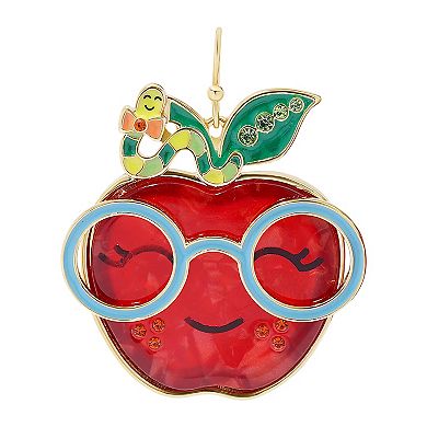 Celebrate Together Gold Tone Metal Red Smiling Apple Stud Earrings