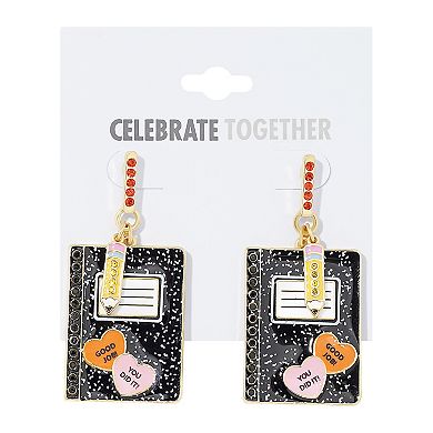 Celebrate Together Gold Tone Metal Multi Notebook Drop Earrings