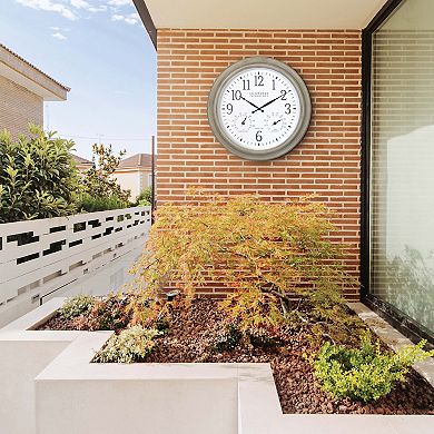 La Crosse Technology 18-in. Indoor/Outdoor Taupe Atomic Analog Clock with Temp and Humidity