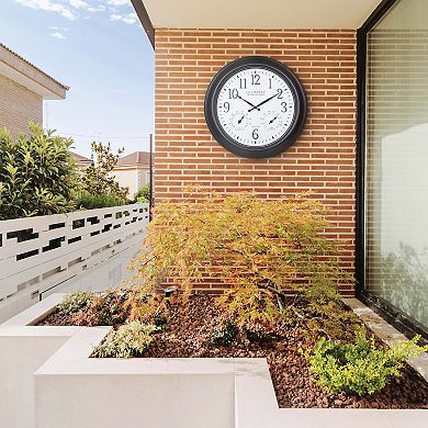 La Crosse Technology 18-in. Indoor/Outdoor Brown Atomic Analog Clock with Temperature and Humidity