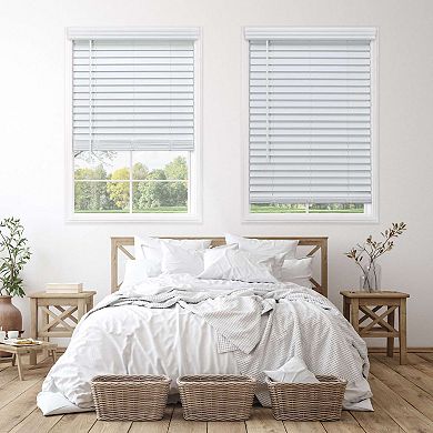 Linen Avenue Cordless Faux Wood Blind White Partial Inside Mount 72 Height