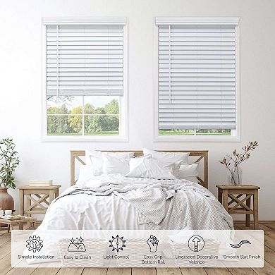 Linen Avenue Cordless Faux Wood Blind White Partial Inside Mount 72 Height