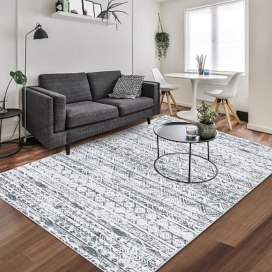 Glowsol Contemporary Geometric Bohemian Indoor Area Rug Machine Washable Soft Carpet