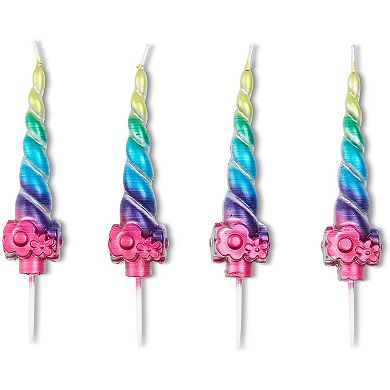 28-piece Rainbow Unicorn Horn Birthday Cake Candles Set For Party Dessert Décor