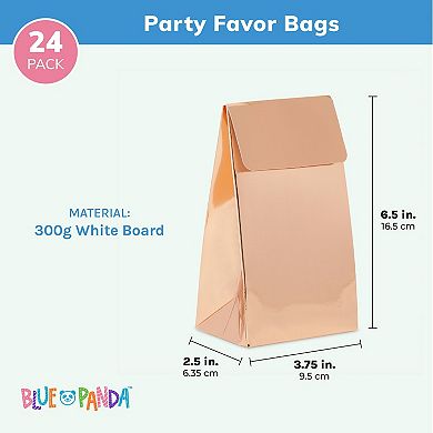 Blue Panda Rose Gold Foil Party Goody Gift Bags For Favors And Treats (24 Pack)