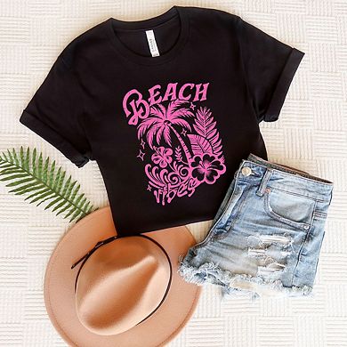 Beach Vibes Distressed Short Sleeve Graphic Tee