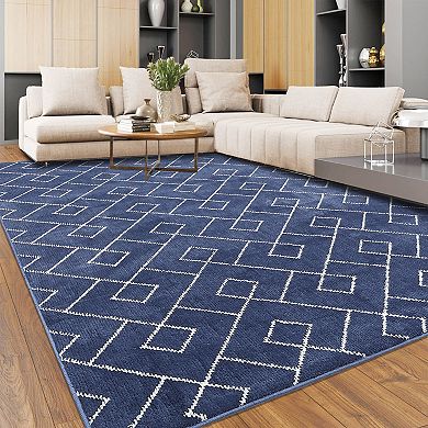 Glowsol Indoor Modern Area Rug Geometric Pattern Shaggy Floor Carpet For Home Decor