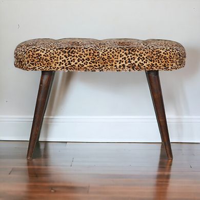 Leopard Print Deep Button Bench