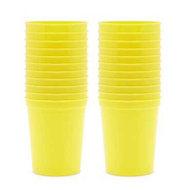 24x Reusable Plastic Stadium Cups For Celebration, Birthday Party, Yellow 16oz