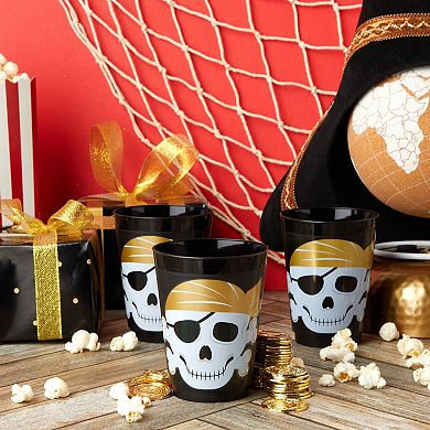16 Oz Plastic Tumbler Cups For Kids, Pirate Birthday Party Supplies (16 Pack)