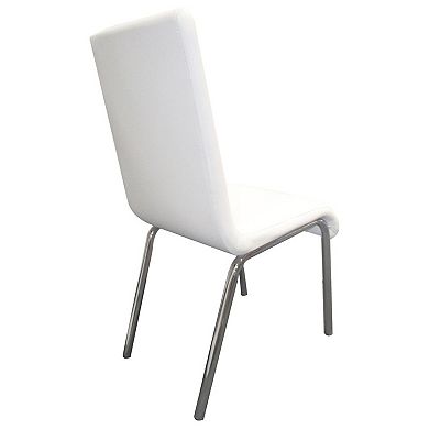 Best Master Furniture Bailee Modern Faux Leather Dining Side Chair in White (Set of 4)