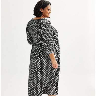 Plus Size Croft & Barrow® 3/4 Sleeve Smocked Dress