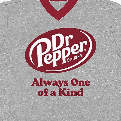 Juniors' Dr Pepper Always One & Of A Kind V-Neck Baby Graphic Tee