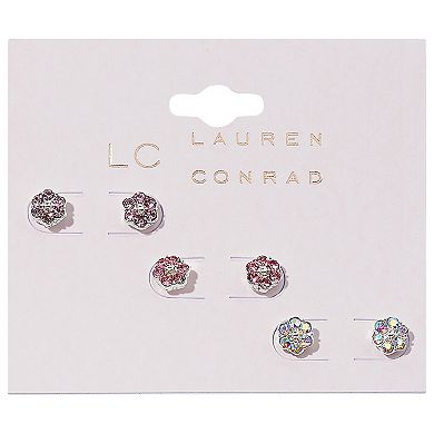 LC Lauren Conrad Multi Flower Post Earring 3-Piece Set