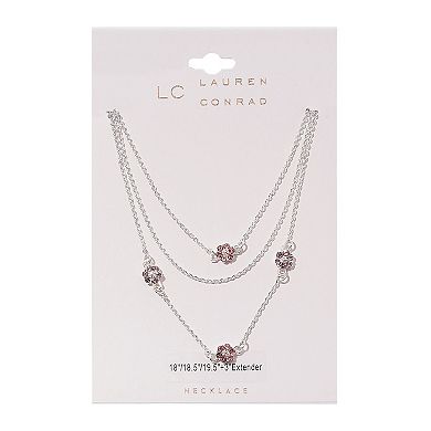 LC Lauren Conrad 3 Row Flower Charms Necklace