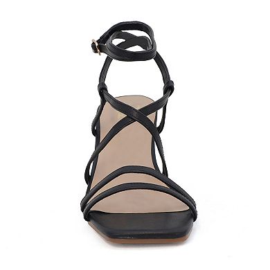 Yoki Arlette-10 Women's Low Heel Square Toe Wedge Sandals