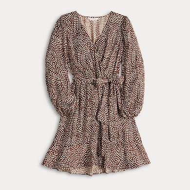 Petite LC Lauren Conrad Ruffle Wrap Mini Dress