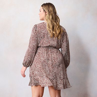 Plus Size LC Lauren Conrad Long Sleeve Ruffle Wrap Dress