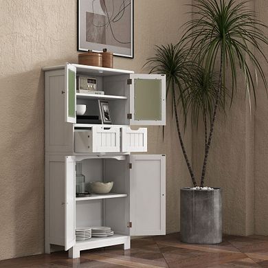 Freestanding Bathroom Cabinet With  Open Compartments