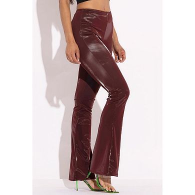 Velvet Pu Flared Pants