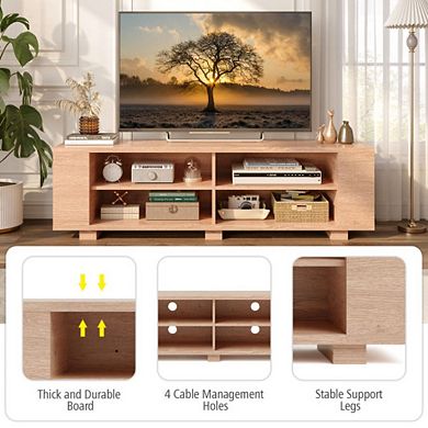 Console Storage Entertainment Media Wood Tv Stand