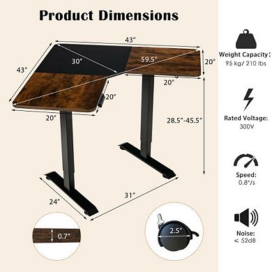 L-shaped Electric Standing Desk