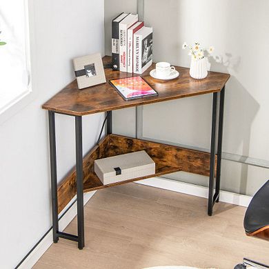 Triangle Computer Corner Desk With Charging Station