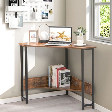 Triangle Computer Corner Desk With Charging Station