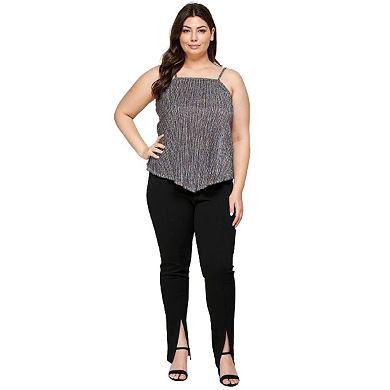 Metallic Stripe Handkerchief Plus Size Top