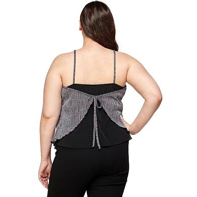 Metallic Stripe Handkerchief Plus Size Top