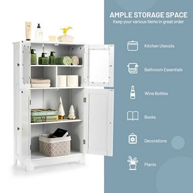 Floor Storage Cabinet With Doors And Adjustable Shelf