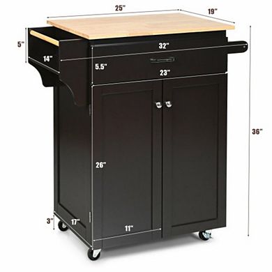 Utility Rolling Storage Cabinet Kitchen Island Cart With Spice Rack